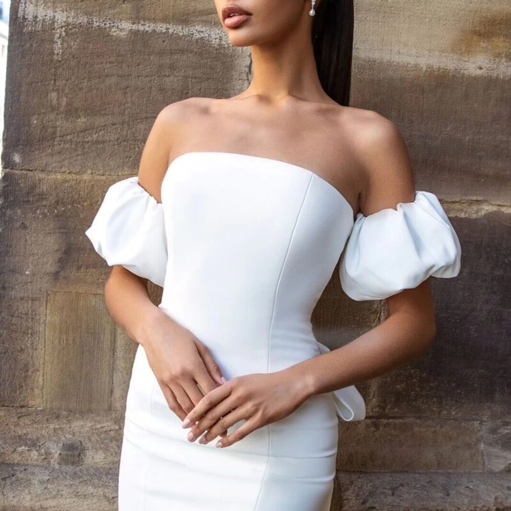 NADINE MERABI Strapless White Dress